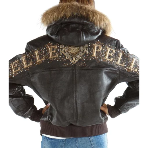 Pelle Pelle Ladies Shoulder Crest Brown Leather Jacket