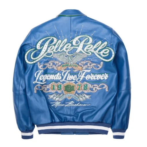 Pelle Pelle Legends Live Forever Marc Buchanan 1978 Blue Genuine Leather Jacket