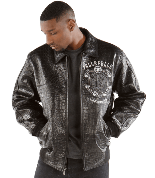 Pelle Pelle Limited Edition Black Croc Leather Jacket
