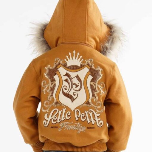 Pelle Pelle Limited Prestige Series Mustard Fur Hooded Kids Jacket Back