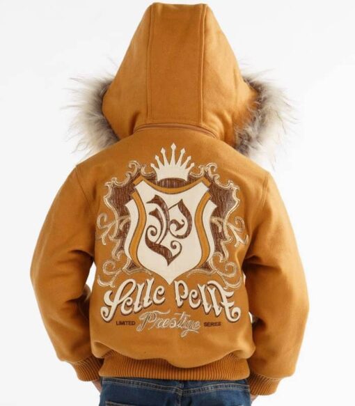 Pelle Pelle Limited Prestige Series Mustard Fur Hooded Kids Jacket Back