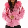 Pelle Pelle Live Like a Queen Womens Pink Fur Hooded Jacket