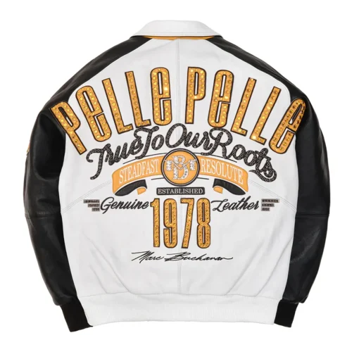 Pelle Pelle MB 1978 True To Our Roots White and Black Leather Jacket For Men's
