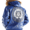 Pelle Pelle MB Emblem Fur Hood Blue Leather Jacket