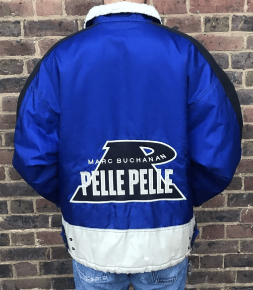 Pelle Pelle Marc Buchanan Big Logo Blue Metallic Jacket