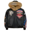 Pelle Pelle Marc Buchanan American Bruiser Men’s Black Fur Hooded Leather Jacket