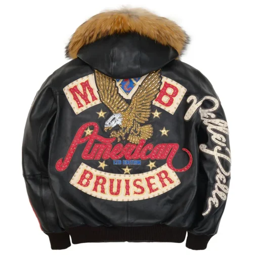Pelle Pelle Marc Buchanan American Bruiser Red Fur Hooded Leather Jacket For Men’s