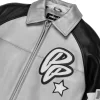 Pelle Pelle Marc Buchanan Soda Club Plush Silver Metallic and Black Full Grain Leather Jacket