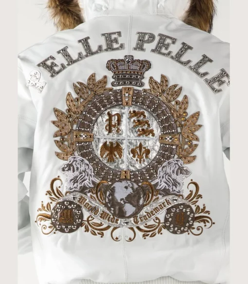Pelle Pelle Marc Buchanan White Crest Fur Hooded Leather Jacket For Men