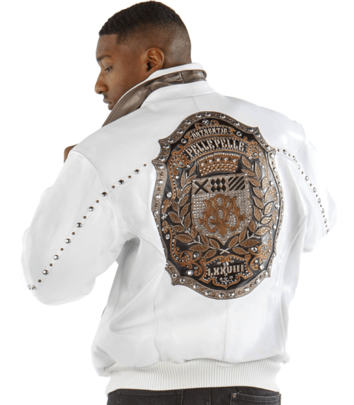 Pelle Pelle Men’s Mb Emblem White Leather Jacket