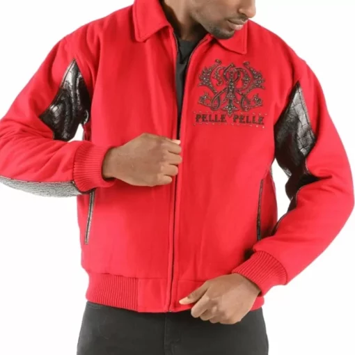 Pelle Pelle Men Black and Red Forever Fearless Jacket