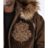 Pelle Pelle Mens 1978 Fur Hooded Brown Wool Jacket