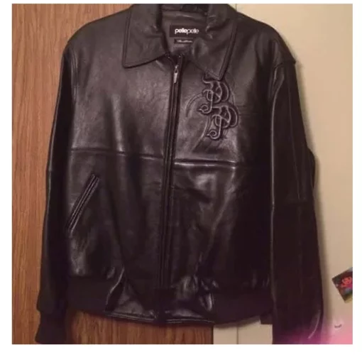 Pelle Pelle Men Embossed Black Leather Jacket