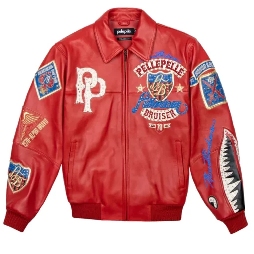 Pelle Pelle Men Marc Buchanan American Bruiser Plush Red Leather Jacket