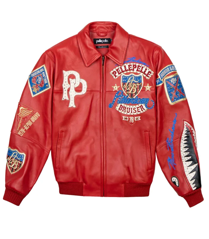 Pelle Pelle Men Marc Buchanan American Bruiser Plush Red Leather Jacket ...