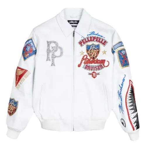 Pelle Pelle Men Marc Buchanan American Bruiser Plush White Leather Jacket