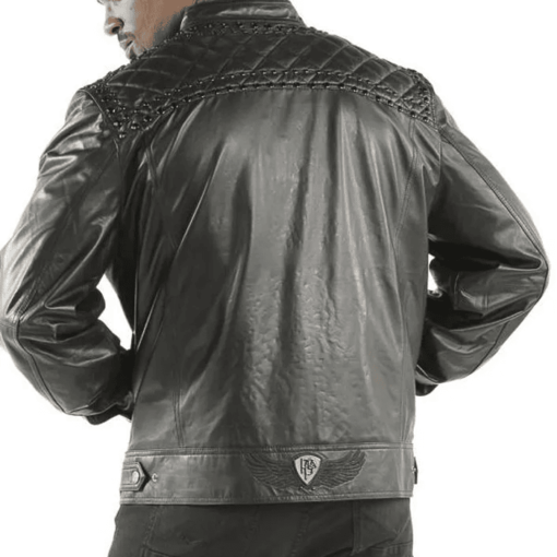 Pelle Pelle Men’s Studded Quilted Black Jacket