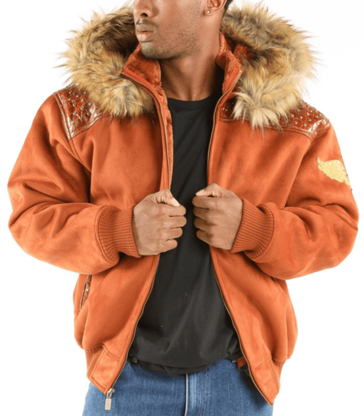 Pelle Pelle Men’s Airborne Light Brown Wool Fur Hooded Jacket