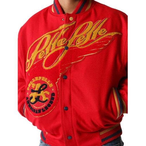 Pelle Pelle Men's American Legend Red Varsity Jacket