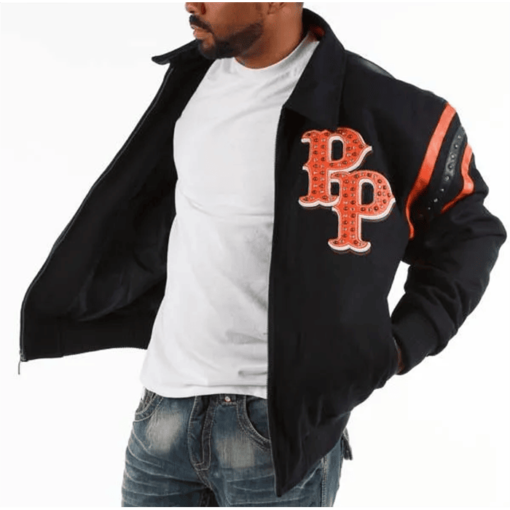 Pelle Pelle Mens Black & Orange Detroit 1978 Jacket