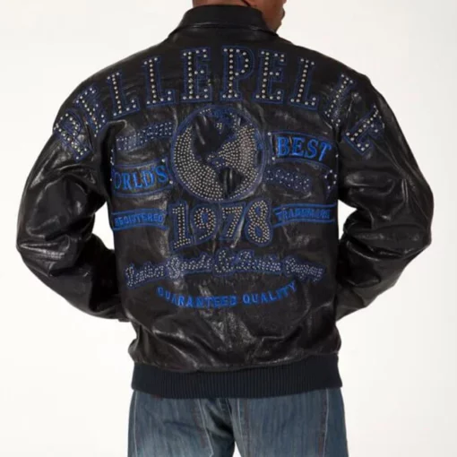 Pelle Pelle Mens Black World’s Best 1978 Studded Leather Jacket
