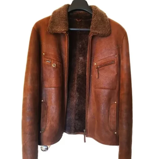 Pelle Pelle Mens Brown Pea Leather Coat