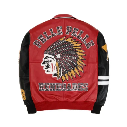 Pelle Pelle Men’s Chief Keef Renegades Red and Black Full Grain Leather Jacket