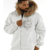 Pelle Pelle Crest White Leather Jacket With Fur Collar