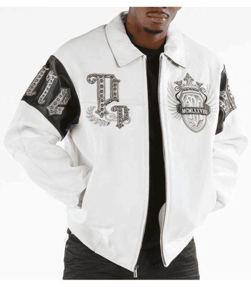 Pelle Pelle Men’s Empire With Velocity Comes Glory White Leather Jacket