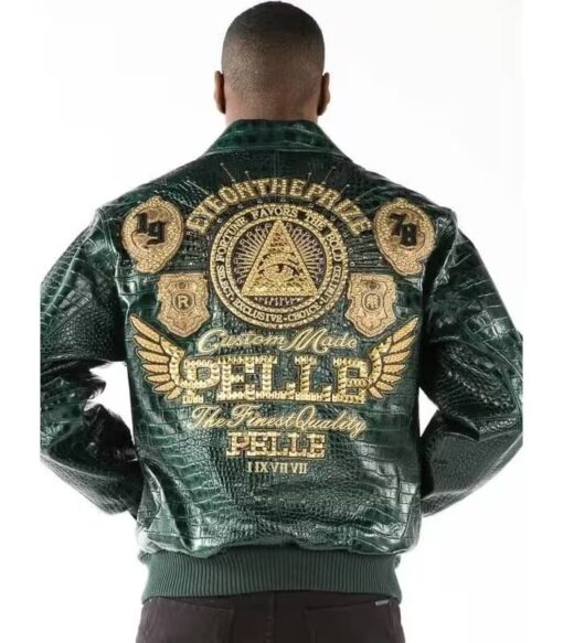 Pelle Pelle Mens Eye On The Prize Green Leather Jacket