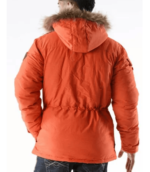 Pelle Pelle Mens Fur Hooded Snorkel Orange Jacket