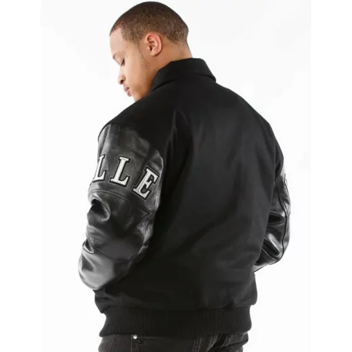 Pelle Pelle Men's Limited Edition Black Wool Jacket with Leather Sleeves