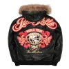 Pelle Pelle Men’s MB World Tour 1978 Black and Red Studded Fur Hooded Leather Jacket