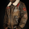 Pelle Pelle Mens Make’n It Rain Brown Bomber Leather Jacket