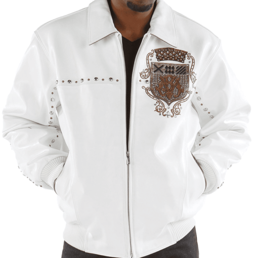 Pelle Pelle Mb Emblem White Leather Jacket