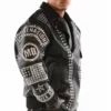 Pelle Pelle Mens Nation Rebel Soul Studded Black Full Real Leather Jacket