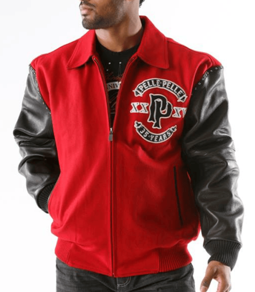 Pelle Pelle Mens Panther Wool Red Jacket