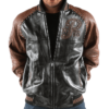 Pelle Pelle Mens Premium Leather Co 78 Black and Brown Leather Jacket