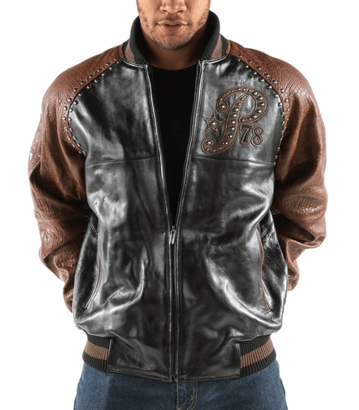 Pelle Pelle Mens Premium Leather Co 78 Black and Brown Leather Jacket