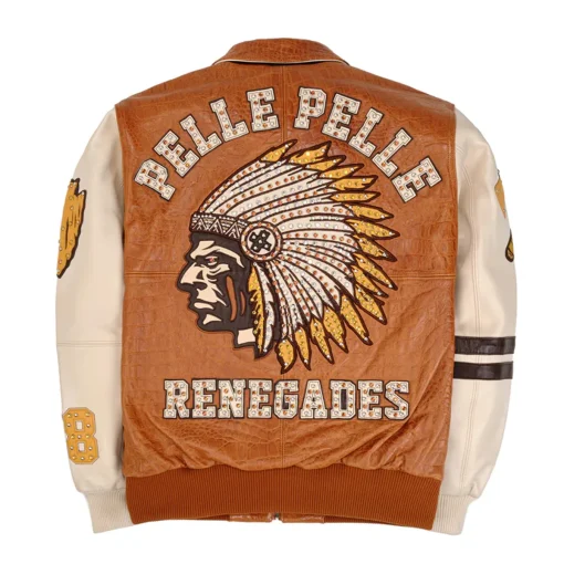 Pelle Pelle Men’s Renegades Chief Keef Brown Studded Real Leather Jacket