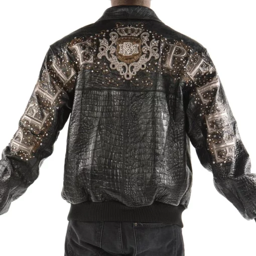Pelle Pelle Mens Shoulder Crest Black Leather Jacket