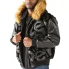 Pelle Pelle Men's Signature Black Fur Hooded Genuine Leather Jacket