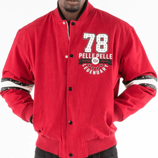 Pelle Pelle Mens Superior Red Varsity Jacket