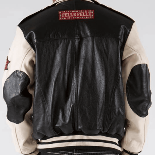 Pelle Pelle Men’s Varsity Biker Blackivory Plush Jacket
