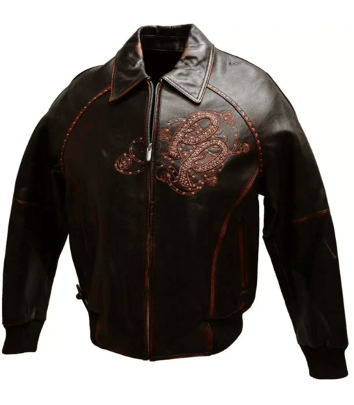 Pelle Pelle Mens Vintage Brown Embroidered Leather Jacket