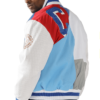 Pelle Pelle Men’s White And Blue Slam Dunk Leather Jacket