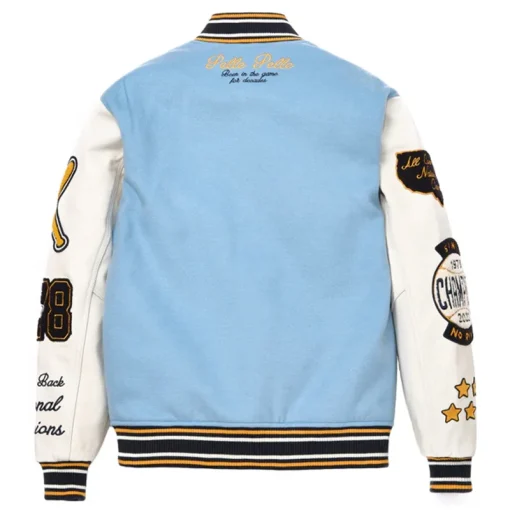 Pelle Pelle Men's World Famous Marc Buchanan 1978 Light Blue Varsity Wool Jacket