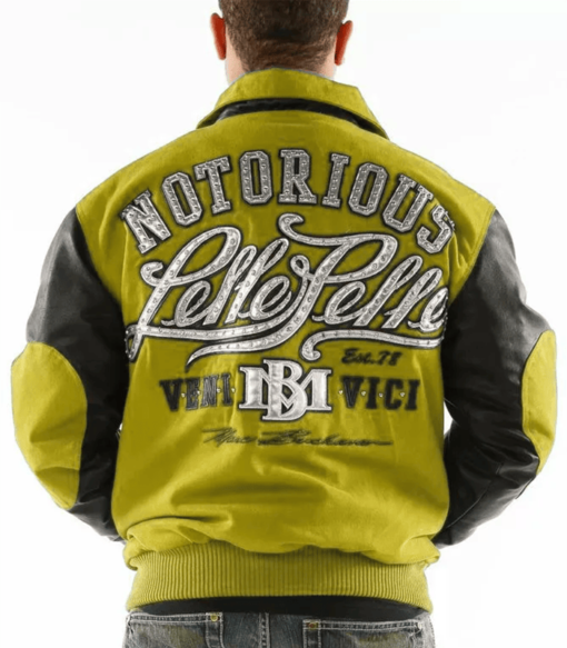 Pelle Pelle Mens 1978 Notorious Yellow Varsity Jacket