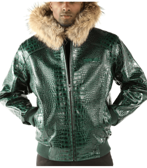 Pelle Pelle Basic Nile Green Two Tone Cayman Leather Jacket