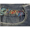 Pelle Pelle Multicolor Embroidered Blue Baggy Denim Jeans